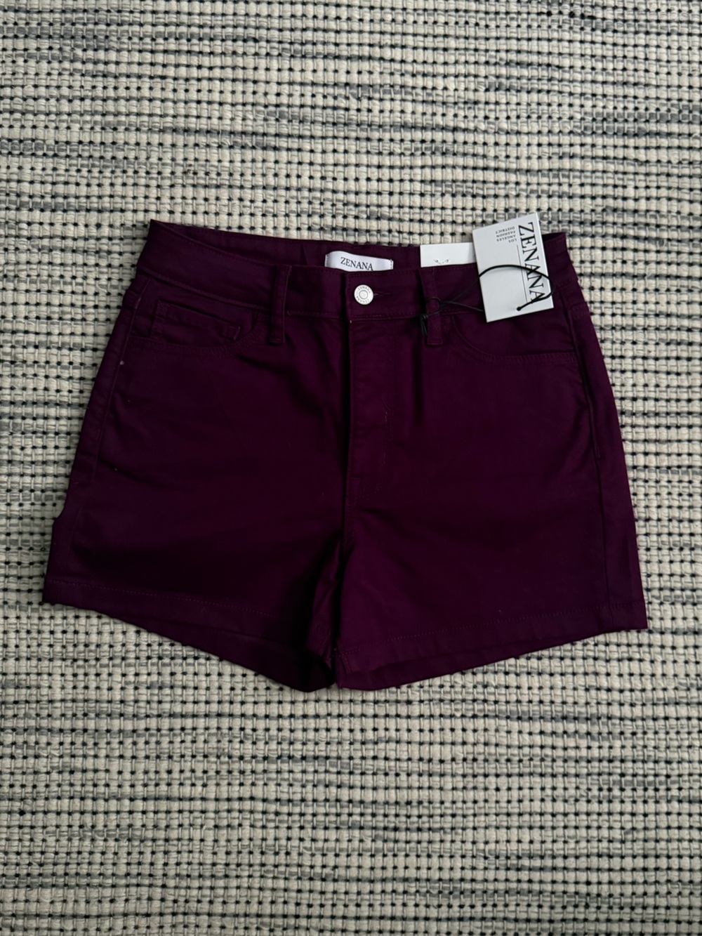 Zenana Plum High Rise Stretch Denim Shorts Size M NWT